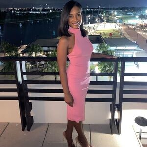 Jay Godfrey Pink Halter neck midi dress​